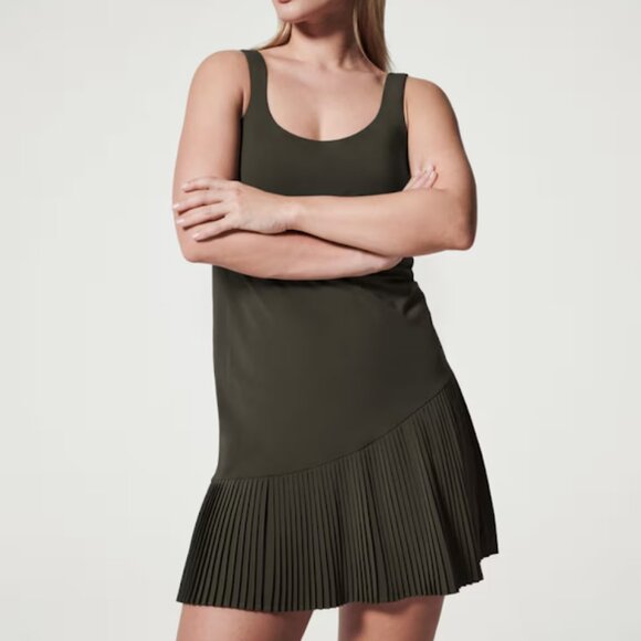 SPANX Dresses & Skirts - Spanx Forest Green Pleated Tennis Dress | Sculpting Activewear Mini | Size: L